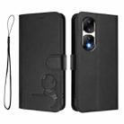 For Honor 90 Pro Litter Panda Embossing RFID Leather Phone Case with Lanyard(Black) - 2