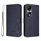 For Honor 90 Pro Litter Panda Embossing RFID Leather Phone Case with Lanyard(Blue) - 2
