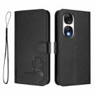 For Honor 90 Litter Panda Embossing RFID Leather Phone Case with Lanyard(Black) - 2