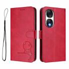 For Honor 90 Litter Panda Embossing RFID Leather Phone Case with Lanyard(Rose Red) - 2