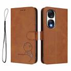 For Honor 90 Litter Panda Embossing RFID Leather Phone Case with Lanyard(Brown) - 2