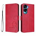 For Honor 90 Lite /  X50i Litter Panda Embossing RFID Leather Phone Case with Lanyard(Rose Red) - 2
