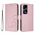 For Honor 80 GT Litter Panda Embossing RFID Leather Phone Case with Lanyard(Pink) - 2
