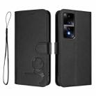 For Honor 80 GT Litter Panda Embossing RFID Leather Phone Case with Lanyard(Black) - 2