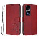 For Honor 80 GT Litter Panda Embossing RFID Leather Phone Case with Lanyard(Wine Red) - 2