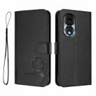 For Honor 80 Litter Panda Embossing RFID Leather Phone Case with Lanyard(Black) - 2