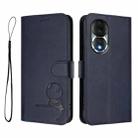 For Honor 80 Litter Panda Embossing RFID Leather Phone Case with Lanyard(Blue) - 2