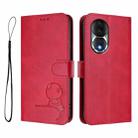 For Honor 80 Litter Panda Embossing RFID Leather Phone Case with Lanyard(Rose Red) - 2