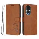 For Honor 80 Litter Panda Embossing RFID Leather Phone Case with Lanyard(Brown) - 2