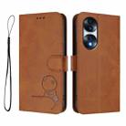 For Honor 70 Pro Litter Panda Embossing RFID Leather Phone Case with Lanyard(Brown) - 2