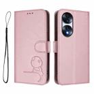 For Honor 70 Litter Panda Embossing RFID Leather Phone Case with Lanyard(Pink) - 2
