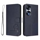 For Honor 70 Litter Panda Embossing RFID Leather Phone Case with Lanyard(Blue) - 2