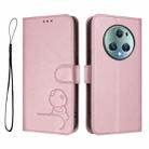 For Honor Magic5 Pro Litter Panda Embossing RFID Leather Phone Case with Lanyard(Pink) - 2