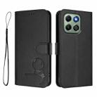 For Honor X6b / X6a 4G Litter Panda Embossing RFID Leather Phone Case with Lanyard(Black) - 2