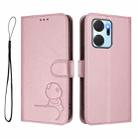 For Honor X7a / Play7T Litter Panda Embossing RFID Leather Phone Case with Lanyard(Pink) - 2