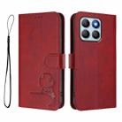 For Honor X8b 4G Litter Panda Embossing RFID Leather Phone Case with Lanyard(Wine Red) - 2