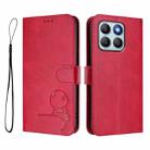 For Honor X8b 4G Litter Panda Embossing RFID Leather Phone Case with Lanyard(Rose Red) - 2
