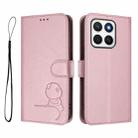 For Honor X8c 4G Litter Panda Embossing RFID Leather Phone Case with Lanyard(Pink) - 2