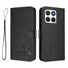 For Honor X8c 4G Litter Panda Embossing RFID Leather Phone Case with Lanyard(Black) - 2