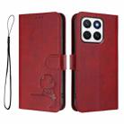 For Honor X8c 4G Litter Panda Embossing RFID Leather Phone Case with Lanyard(Wine Red) - 2