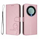 For Honor X9a / Magic5 Lite / X40 Litter Panda Embossing RFID Leather Phone Case with Lanyard(Pink) - 2