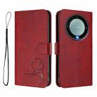 For Honor X9a / Magic5 Lite / X40 Litter Panda Embossing RFID Leather Phone Case with Lanyard(Wine Red) - 2