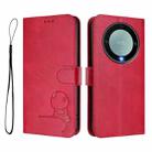 For Honor X9a / Magic5 Lite / X40 Litter Panda Embossing RFID Leather Phone Case with Lanyard(Rose Red) - 2