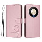 For Honor X9b / Magic6 Lite 5G Litter Panda Embossing RFID Leather Phone Case with Lanyard(Pink) - 2