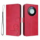 For Honor X9c Smart Litter Panda Embossing RFID Leather Phone Case with Lanyard(Rose Red) - 2