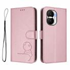For Honor X40i Litter Panda Embossing RFID Leather Phone Case with Lanyard(Pink) - 2
