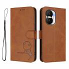 For Honor X40i Litter Panda Embossing RFID Leather Phone Case with Lanyard(Brown) - 2