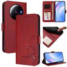 For Xiaomi 12S Ultra Litter Panda Embossing RFID Leather Phone Case with Lanyard(Wine Red) - 1