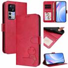For Xiaomi 12T / 12T Pro Litter Panda Embossing RFID Leather Phone Case with Lanyard(Rose Red) - 1