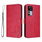 For Xiaomi 12T / 12T Pro Litter Panda Embossing RFID Leather Phone Case with Lanyard(Rose Red) - 2