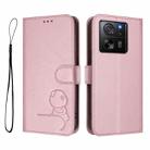 For Xiaomi 13T / 13T Pro Litter Panda Embossing RFID Leather Phone Case with Lanyard(Pink) - 2
