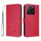 For Xiaomi 13T / 13T Pro Litter Panda Embossing RFID Leather Phone Case with Lanyard(Rose Red) - 2