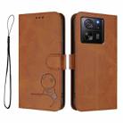 For Xiaomi 13T / 13T Pro Litter Panda Embossing RFID Leather Phone Case with Lanyard(Brown) - 2