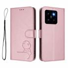 For Xiaomi 14 Pro Litter Panda Embossing RFID Leather Phone Case with Lanyard(Pink) - 2