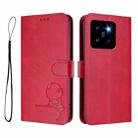 For Xiaomi 14 Pro Litter Panda Embossing RFID Leather Phone Case with Lanyard(Rose Red) - 2