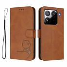 For Xiaomi 15 Pro Litter Panda Embossing RFID Leather Phone Case with Lanyard(Brown) - 2