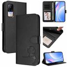 For Xiaomi Civi 1S Litter Panda Embossing RFID Leather Phone Case with Lanyard(Black) - 1