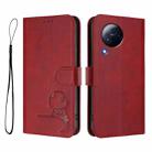 For Xiaomi Civi 3 Litter Panda Embossing RFID Leather Phone Case with Lanyard(Wine Red) - 2
