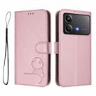 For Xiaomi Poco X6 Neo Litter Panda Embossing RFID Leather Phone Case with Lanyard(Pink) - 2