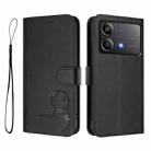 For Xiaomi Poco X6 Neo Litter Panda Embossing RFID Leather Phone Case with Lanyard(Black) - 2