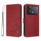 For Xiaomi Poco X6 Neo Litter Panda Embossing RFID Leather Phone Case with Lanyard(Wine Red) - 2