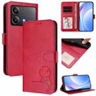 For Xiaomi Poco X6 Neo Litter Panda Embossing RFID Leather Phone Case with Lanyard(Rose Red) - 1
