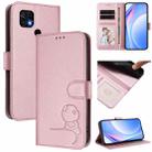 For Xiaomi Poco C40 Litter Panda Embossing RFID Leather Phone Case with Lanyard(Pink) - 1