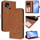 For Xiaomi Poco C40 Litter Panda Embossing RFID Leather Phone Case with Lanyard(Brown) - 1