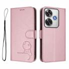 For Xiaomi Poco F6 Litter Panda Embossing RFID Leather Phone Case with Lanyard(Pink) - 2