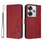 For Xiaomi Poco F6 Litter Panda Embossing RFID Leather Phone Case with Lanyard(Wine Red) - 2